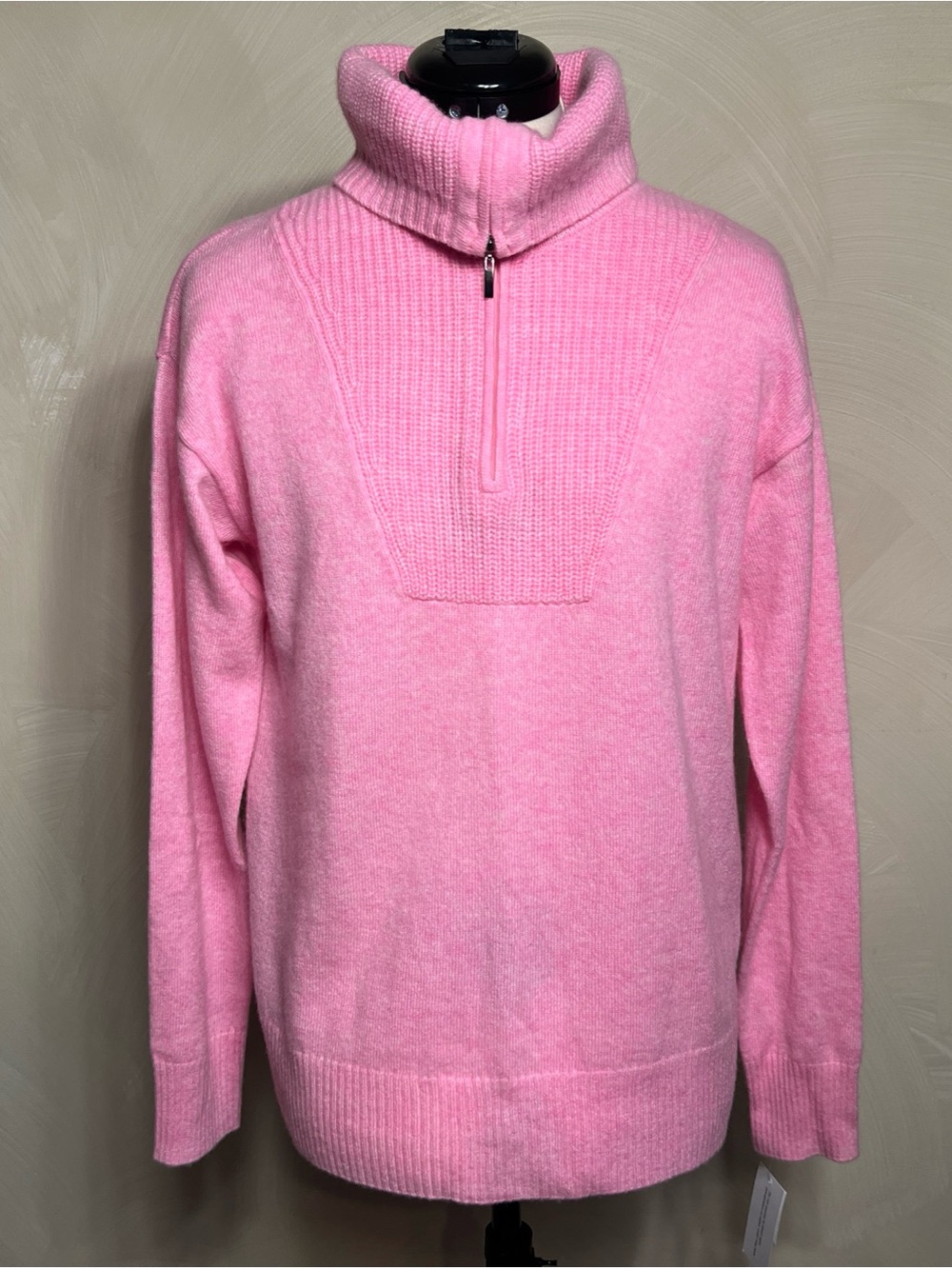 Charter Club Women Bubblegum Heather Pink 100% Cashmere Quarter-Zip Sweater|Sz:S - Picture 4 of 16